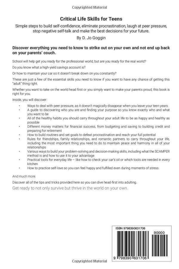 Vista 2 de Critical Life Skills for Teens Simple Steps to Build Self-Confidence, Eliminate Procrastination, Laugh at Peer Pressure, Stop Negative Self-Talk and
