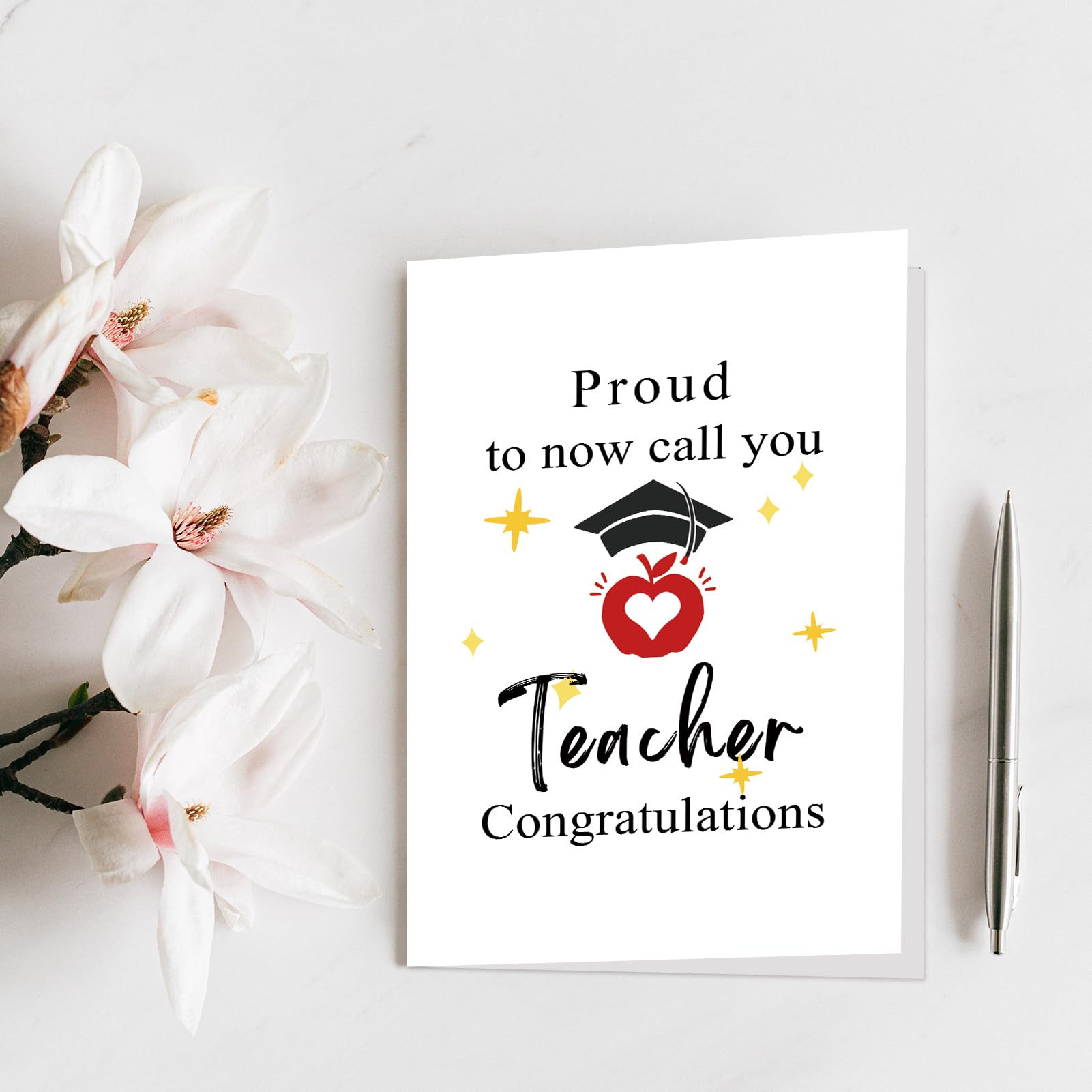 Qiliji Tarjeta de graduación para maestros, tarjeta de graduación escolar de enseñanza, tarjeta de graduado universitario de nuevo profesor, felicitaciones por convertirse en profesor, orgulloso de