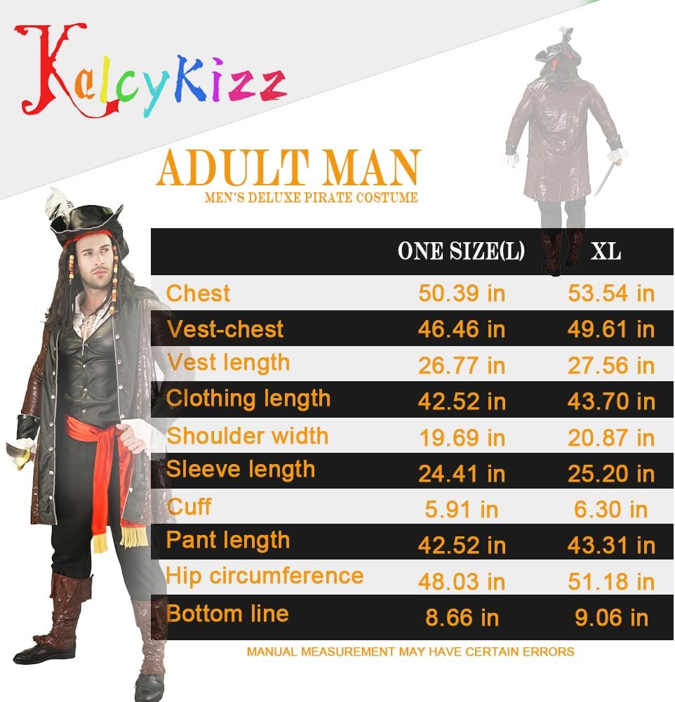 Men's Deluxe Pirate Costume, Black,orange.. - Image 4