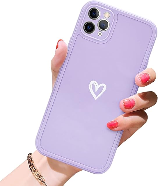 Newseego Compatible for iPhone 11 Pro Max Case,Fashion Cute Love-Heart Simple Pattern iPhone 11 Pro Max Silicone Case for Grils Women Shockproof Thin Soft Protective Cases for iPhone 11 Pro Max-Purple