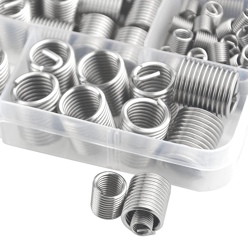 210pcs M3 M4 M 5 M6 M8 M10 M12 Wire Thread Inserts Steel Sheath Helicoil Type Screw Repair Sleeve Assortment Kit with Plastic Box