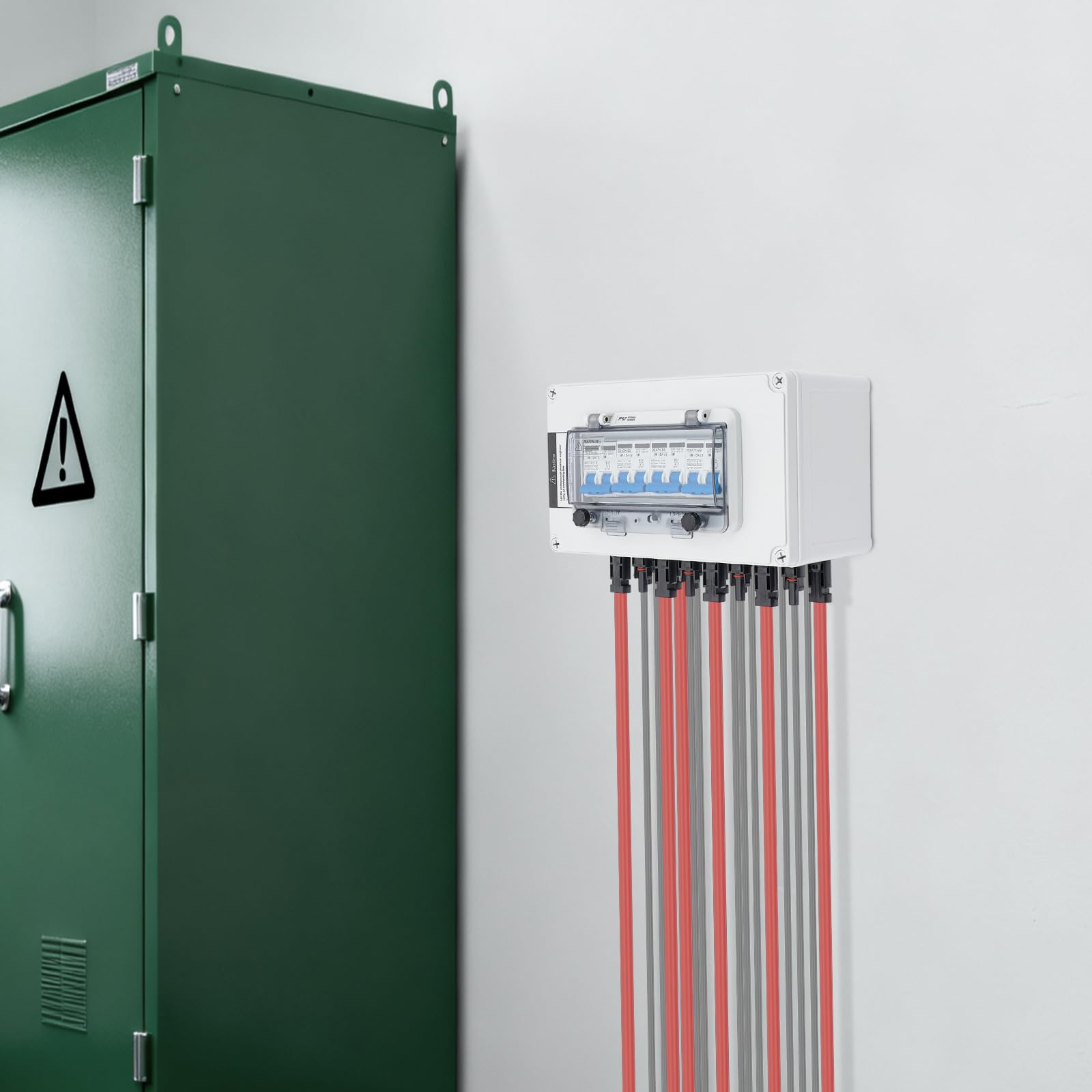 Skrzynka odłączników DC 12-400 V DC, instalacja PV z okienkiem, solarna skrzynka przyłączeniowa PV z 2 konfiguracjami okablowania (wtyczka solarna/złącza MC4), montaż ścienny skrzynka kombinowana PV