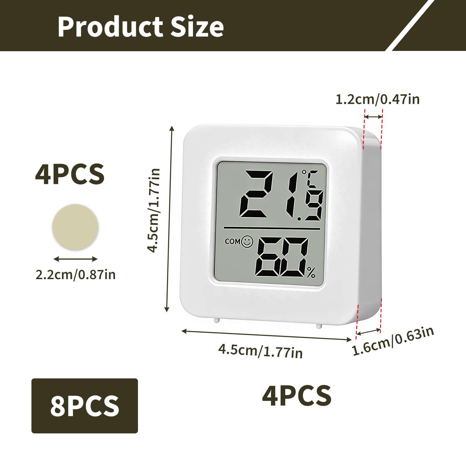4 Stück Mini-Thermometer, Hygrometer, digital, für den Innenbereich, LCD, hohe Genauigkeit, Monitor von Temperatur und Luftfeuchtigkeit für Haus, Büro, Inkubatoren, Kühlschränke, Aquarien, Genauigkeit