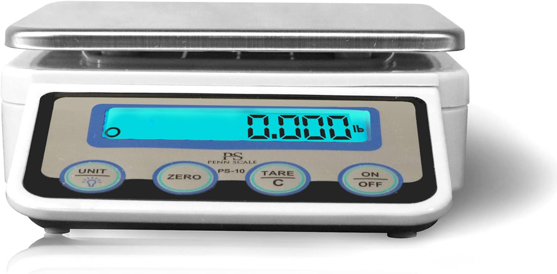 Penn Scale PS-10 Digital Kitchen Portion Scale - 11lb Electric Kitchen Scale with 0.002lb Readability - Removable Platter & LCD Display - Lb, Oz, G Unit Conversion (AC & Battery Powered)