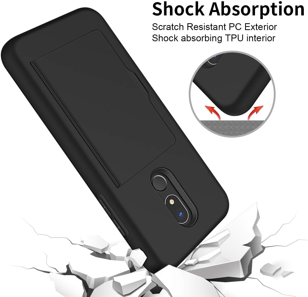 Vofolen Case for LG Stylo 5 Case Stylo 5 Plus Wallet Credit Card Holder ID Slot Flip Door Hidden Back Pocket Shockproof Bumper Armor Dual Layer Hybrid Protective Hard Shell for LG Stylo 5 5+ 5V Black