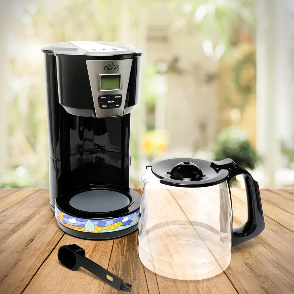 Any Morning Cafetera, 15 tazas de café programable, arranque y apagado automático, función antigoteo, control de fuerza de preparación, placa de calentamiento, fácil de limpiar, 2 litros, 1000 W