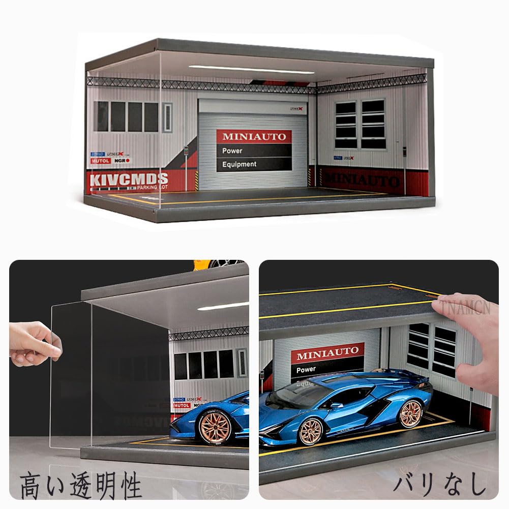 1/18 LED ディスプレイケース　ミニカー用　アクリルケース Amazon.co.jp: 1/18 ミニカー収納 ミニカー展示ケース 2台分 LED