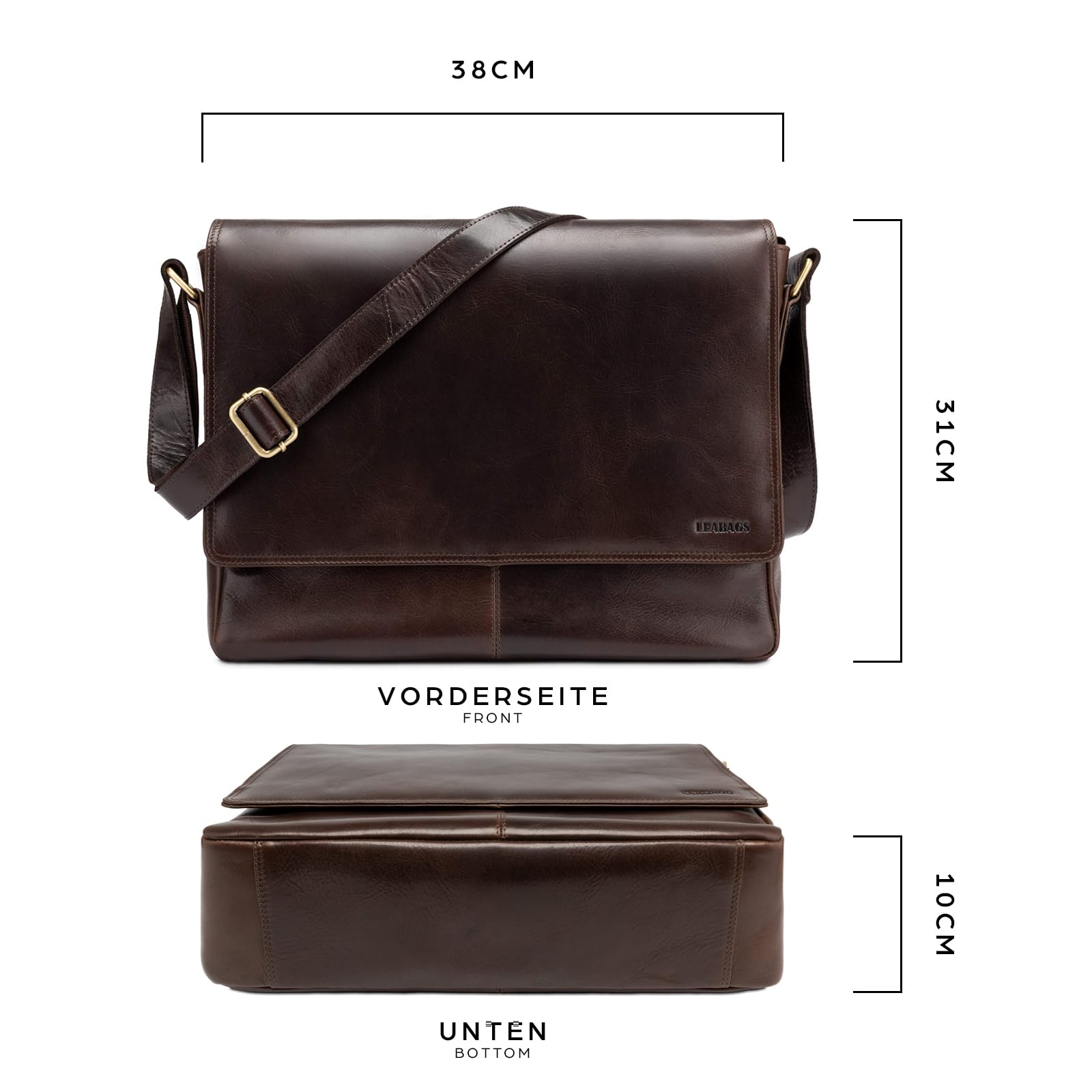 Leabags Oxford Laptoptasche Leder Herren Damen Echtleder Mocha – Bild 5