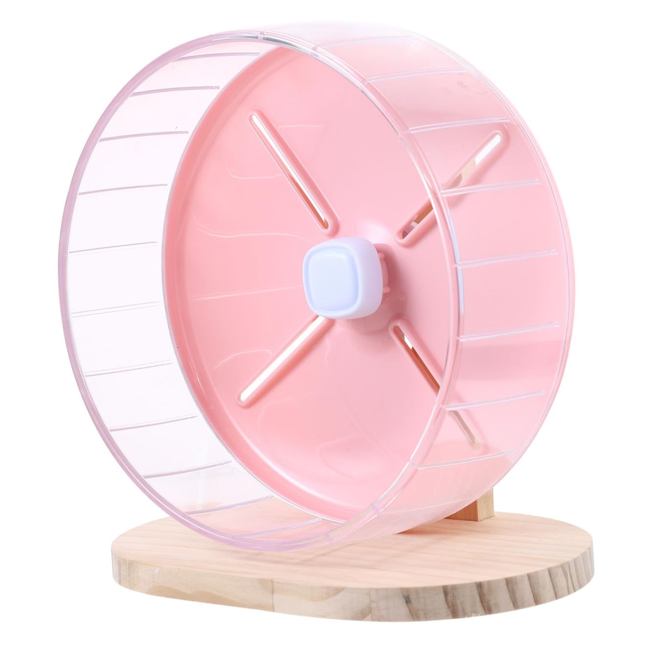 SHINEOFI Rueda Silenciosa para Ejercicio de Hámster y Chinchilla con Base de Madera Accesorio para Jaula de Pequeños Roedores y Erizos Color Rosa