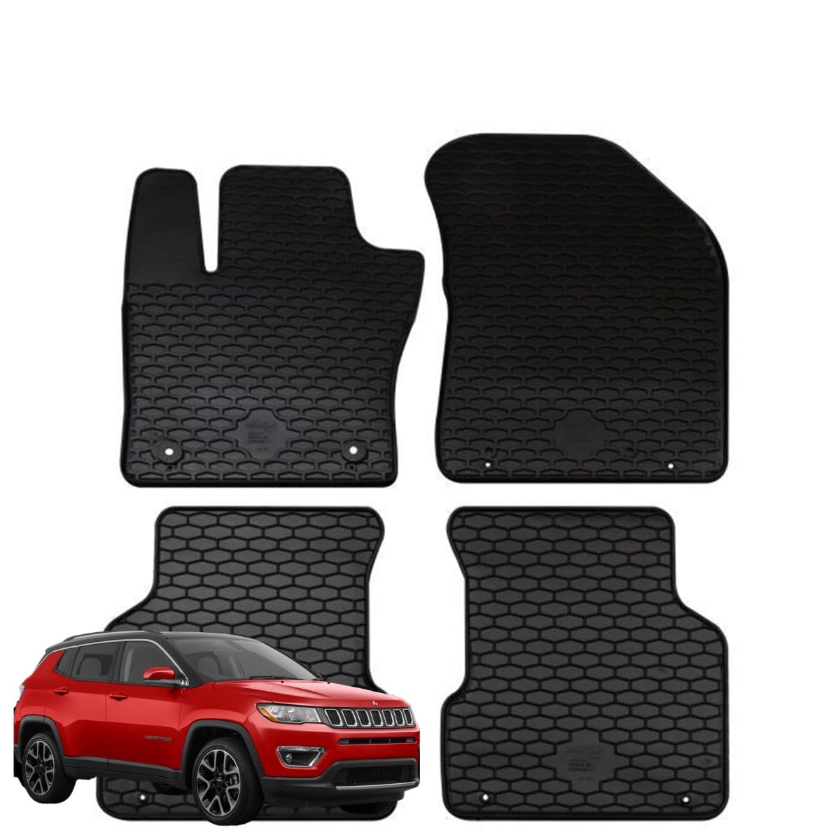 TAPPETI - TAPPETINI IN GOMMA 3D TPE NERI PER JEEP COMPASS DAL 2017 IN POI