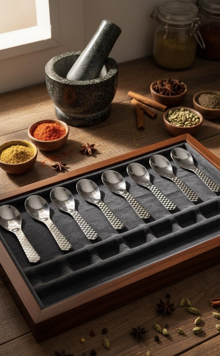 Mkay-Inox Stainless Steel Masala Spoons | Heavy Guage | Mini Spoons for Tea/Sugar | Spices Spoon for Kitchen | for Small Containers | Spoon for Masala Dabba | Set of 6 | Silver Color 3