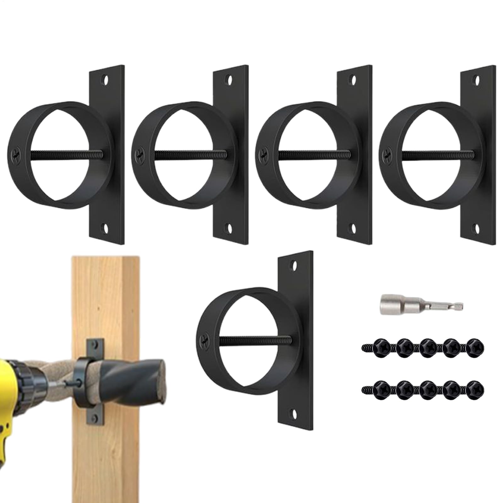 Seilhalter Set, 5 Schwarze Seilhalters, 850g Seilhalterungs-Set, Robuste Kabel & Seilbefestigung mit Schrauben, Sicher Stabil Vielseitige Wand Deckenhalterung für Büro, Garten, Industrie