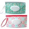 Baby Wipe Dispenser,Portable Refillable Wipe Holder Wipe Dispenser Bag Reusable Travel Wet Wipe Pouch (Black & White)