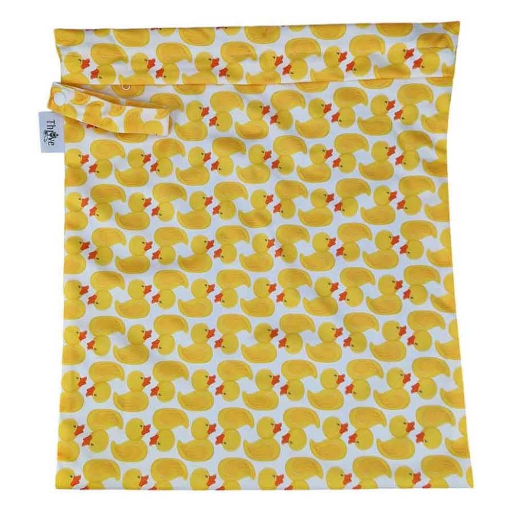 The Nappy Lady Thrive Wet Bag, Waterproof Storage for Nappies and Wet Items, Zip Closure, Essential Accessory for Cloth Nappies and eco Friendly households (Rubber Ducks, Medium)