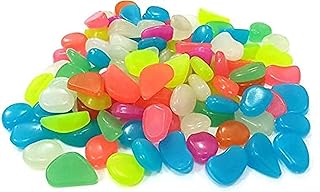 300Pcs Glow in the Dark Garden Pebbles Stones for Walkway Yard Graved Fish Tank Plant Pot Decoration and DIY(Mixed Colors)