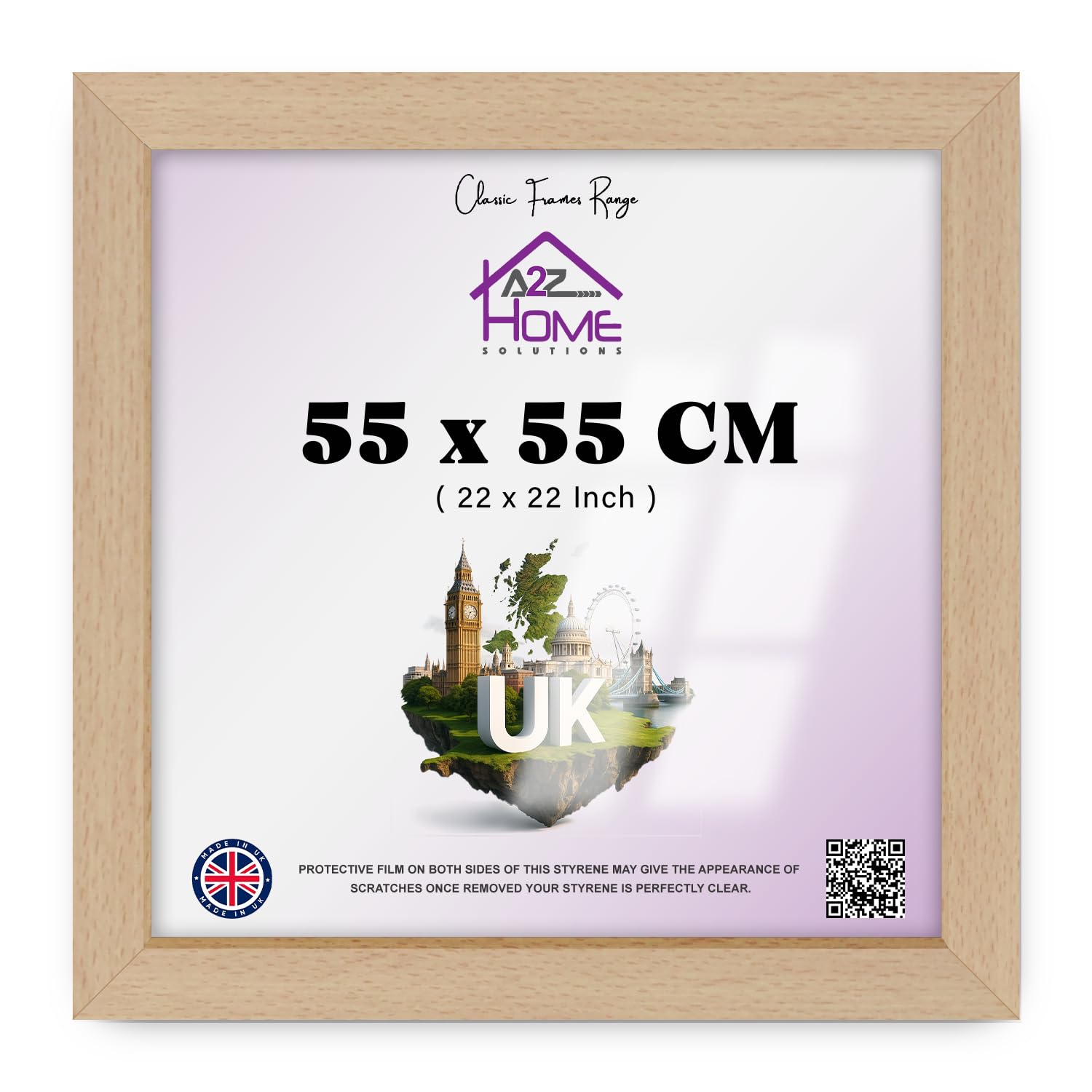 A2z Home Solutions Beech | Exceptional Build Quality Photo And Picture Frame (55 X 55 Cm) Square Certificate Frames For Living Room — Studio Gallery (22 X 22 Inch) Wood Finish Wall Hanging