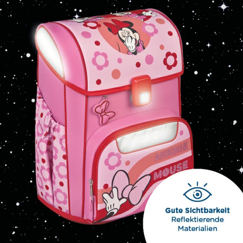 Scooli Schulranzen 1.Klasse Mädchen EasyStart Schulranzen-Set geeignet für Minnie Mouse-Fans (11tlg. mit Sporttasche, Brotdose, Trinkflasche, passend Stifteköcher, Platzdeckchen, Schultüte)