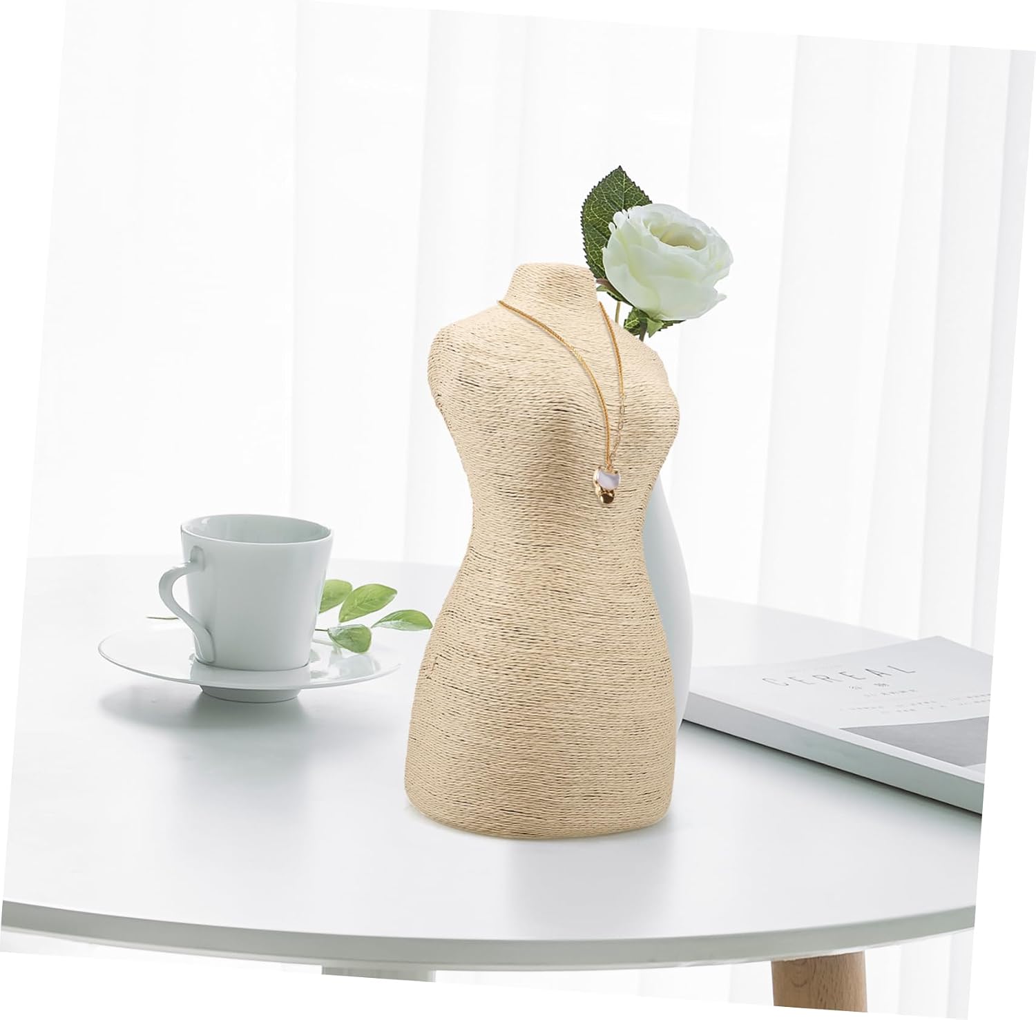 LIFKOME Jute Thread Necklace Mannequin Display Stand Jewelry Display Rack for Selling