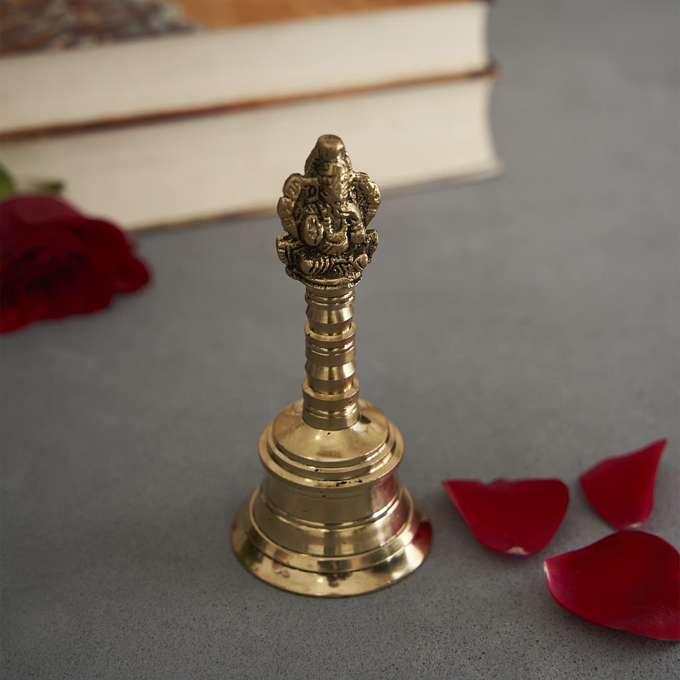 DecorTwist® Premium Brass Ganesh Design Hand Bell for Pooja and Other Rituals Ghanti for House Temple Mandir Traditional Puja Item