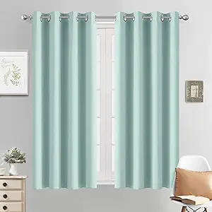 Yakamok Room Darkening Grommet Window Drapes Thermal Insulated Light Blocking Blackout Curtains for Bedroom(52Wx54L,Aqua,2 Panels)