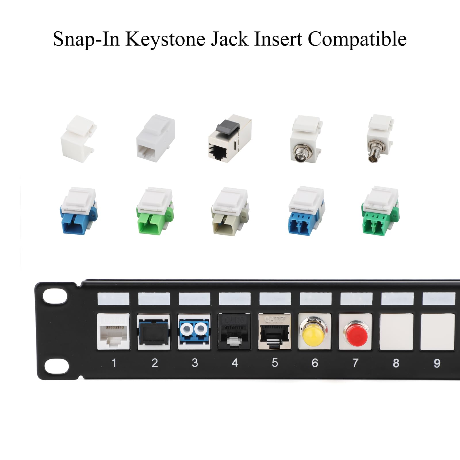 10Gbps 2U Patchpanel mit 24 Port Metallgehäuse und 48x Cat6 RJ45 Geschirmter Keystone-Koppler, 19-Zoll-Rackmount- oder Wandmontage-Patchpanel, Netzwerk-Patchpanel für Gigabit-Netzwerk-Switch