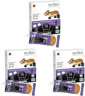 Olyra Organic Breakfast Biscuit Sandwiches | Greek Yogurt Blueberry | Kids Healthy Snacks, Low-Sugar, High Fiber | 4 Count (Pack of 3)