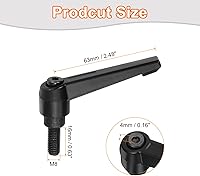 Vista 2 de uxcell 4 perillas ajustables M8 x 0.630 in, rosca macho, botón de trinquete de liberación rápida, perno giratorio para maquinaria de torno