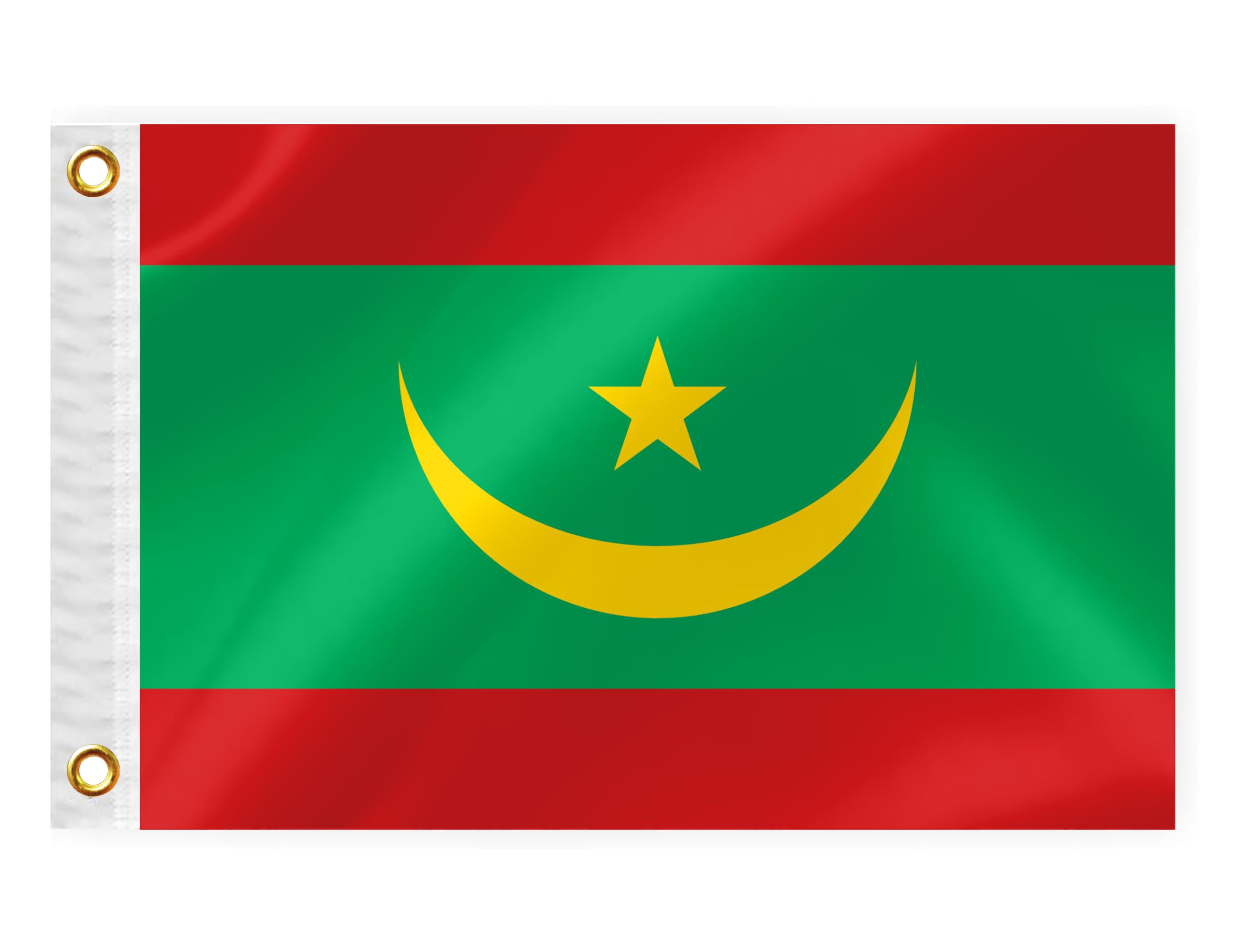 Mauritania Boat Nautical Flag 12x18IN Double Sided Mauritanians Marine Banner Nylon Small Yacht Sail Pontoon ATV Bike Truck Motorcycle Flag with 2 Brass Grommets