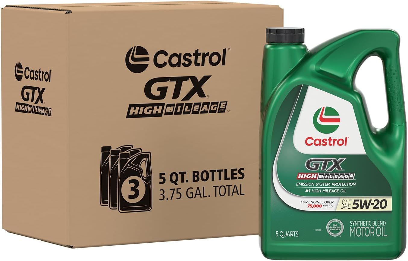 GTX High Mileage 5W-20 Synthetic Blend Motor Oil, 5 Quarts, Pack of 3