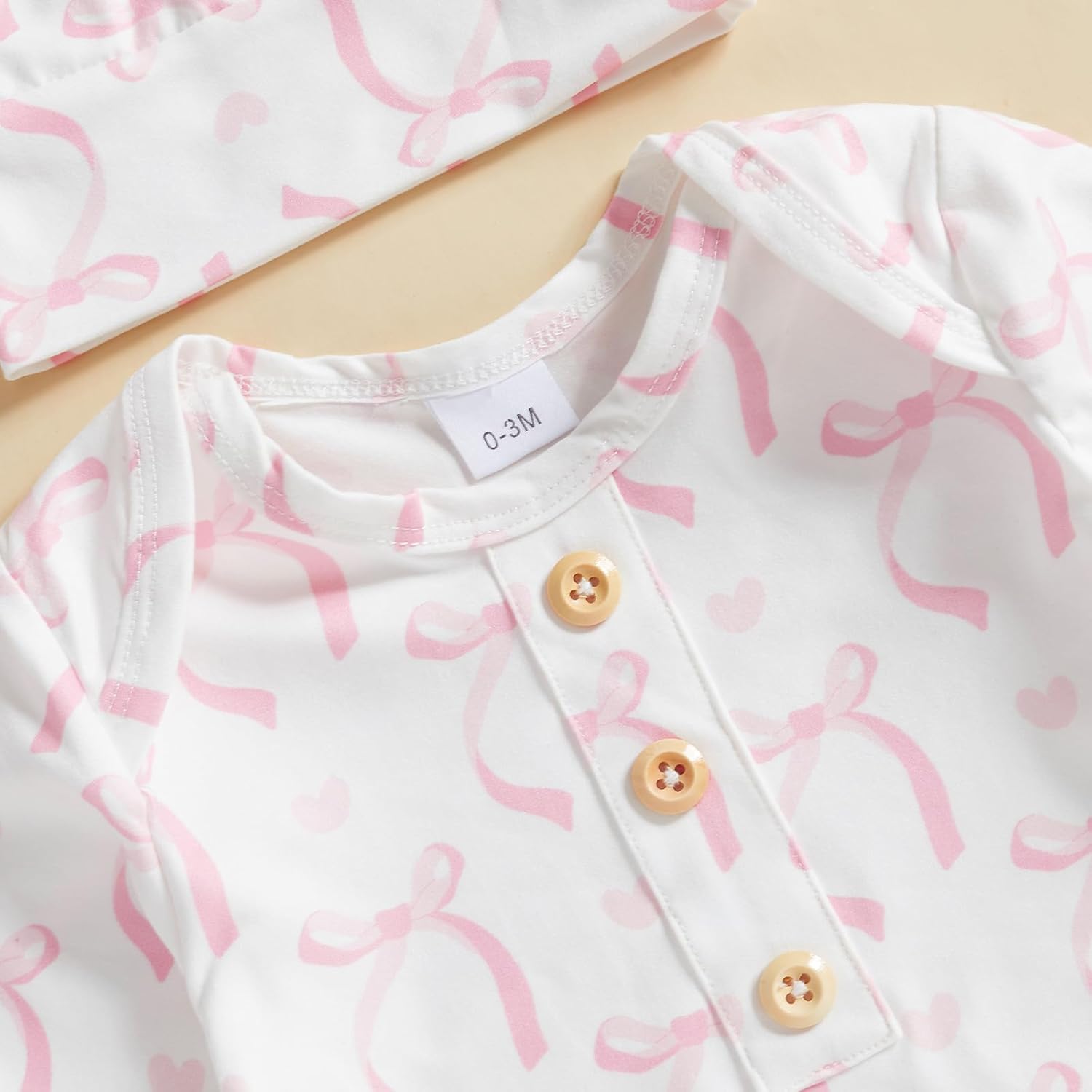 woshilaocai 2 Pack Baby Boy Girl Gown Sleeper Newborn Knotted Nightgown and Hat Set Infant Sleepwear - Image 2