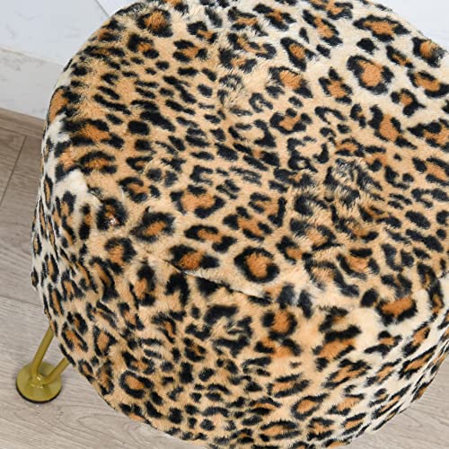 Leopard-Print-Round-Faux-Fur-Ottoman-Soft-Fuzzy-Entryway-Bench-Seat-13x13x17-Sturdy-Accent-Coffee-Table-for-Living-Room-Makeup-Vanity-Stool-with-Golden-Legs-for-Bedroom-Closet-Foot-Rest Leopard Print Round Faux Fur Ottoman Soft Fuzzy Entryway Bench Seat 13x13x17 Sturdy Accent Coffee Table for Living Room Makeup Vanity Stool with Golden Legs for Bedroom Closet Foot Rest
