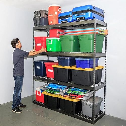 MonsterRax 24\"x72\"x84\"Garage Shelving - Hammertone Bolted Shelving Rack - 500 Pounds Per Shelf High Grade Steel (24\"x72\"x84, Hammertone) - Thumbnail 2