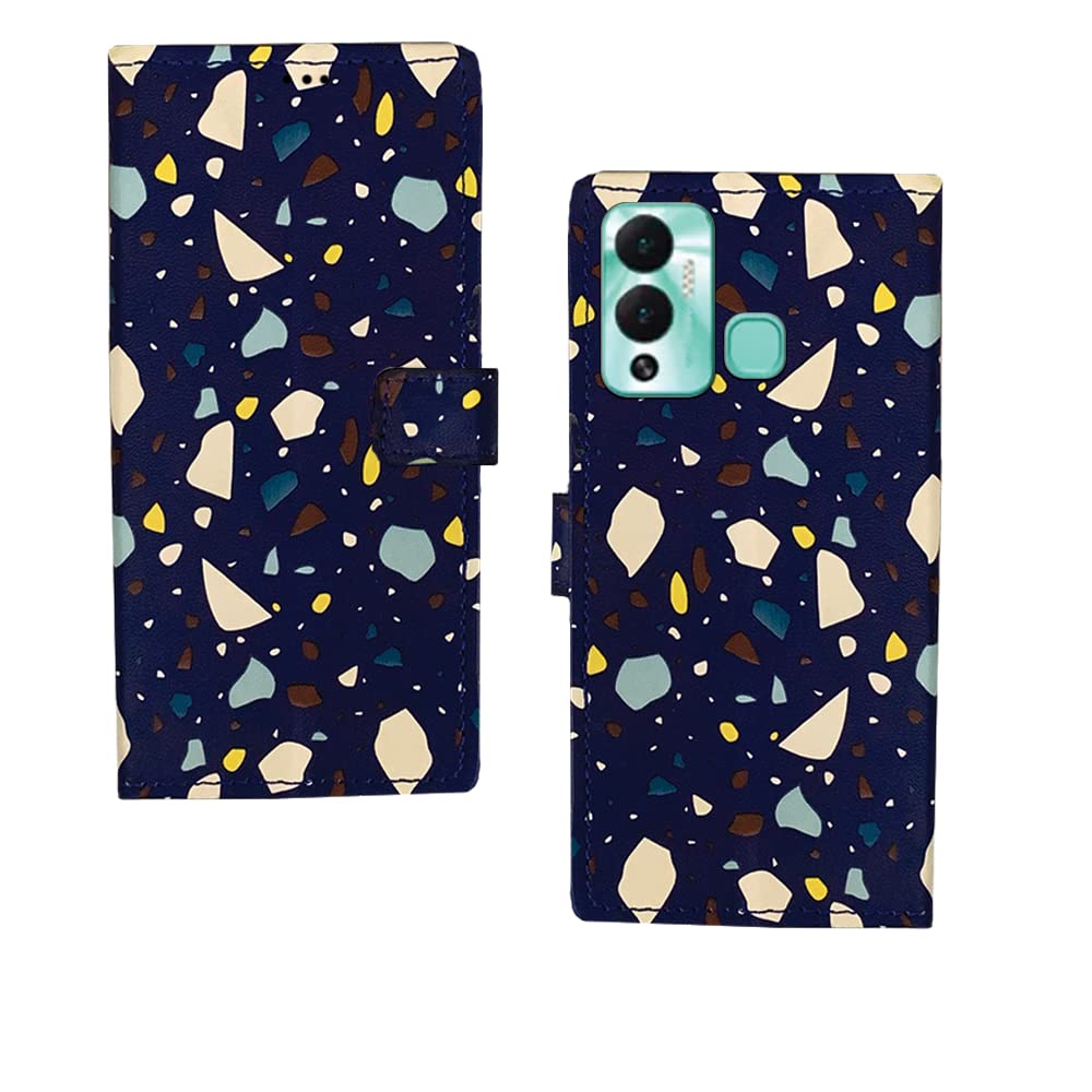 InkTree Infinix Hot 12 Play Flip Case | Premium Leather Finish Flip Cover |Designer Printed Flip Cover for Infinix Hot 12 Play - Blue Cubes