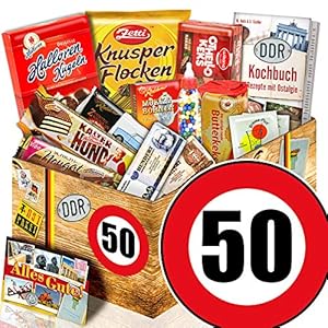 DDR Produkte L – Zahl 50 – Geburtstags Geschenk Papa – Süßigkeiten Box