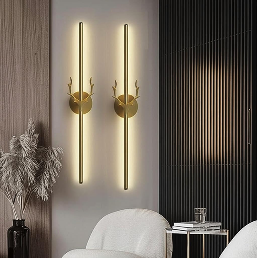 Groeien Modern LED Long Wall Sconce Gold Wall Light for Bedroom Living Room Corridor Lighting Fixtures Wall Mount (DEER-23.5 INCH, 2, Count)