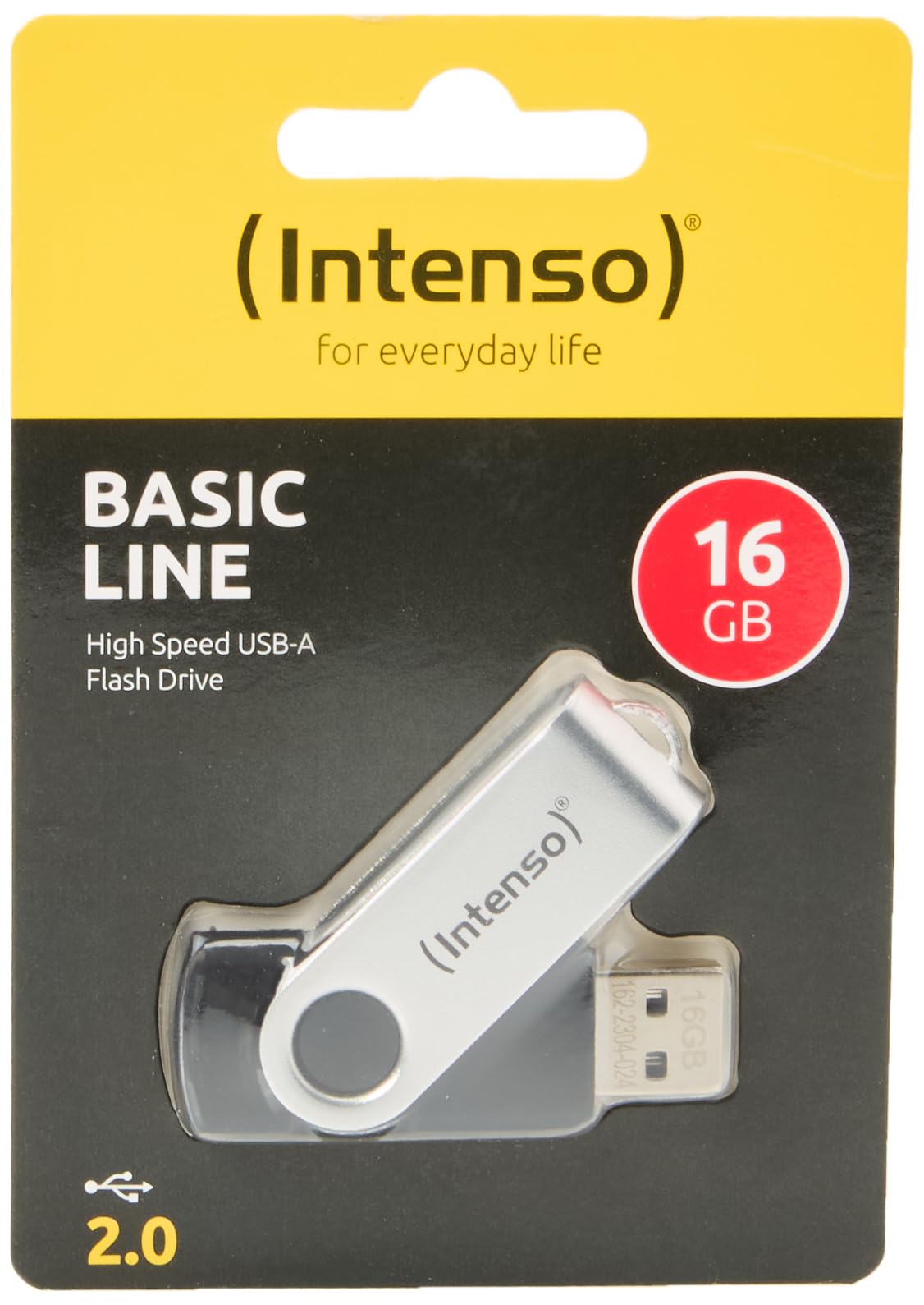 Intenso Basic Line - Chiavetta USB da 16 GB - Pendrive USB 2.0, Silver/Black - Vista 3