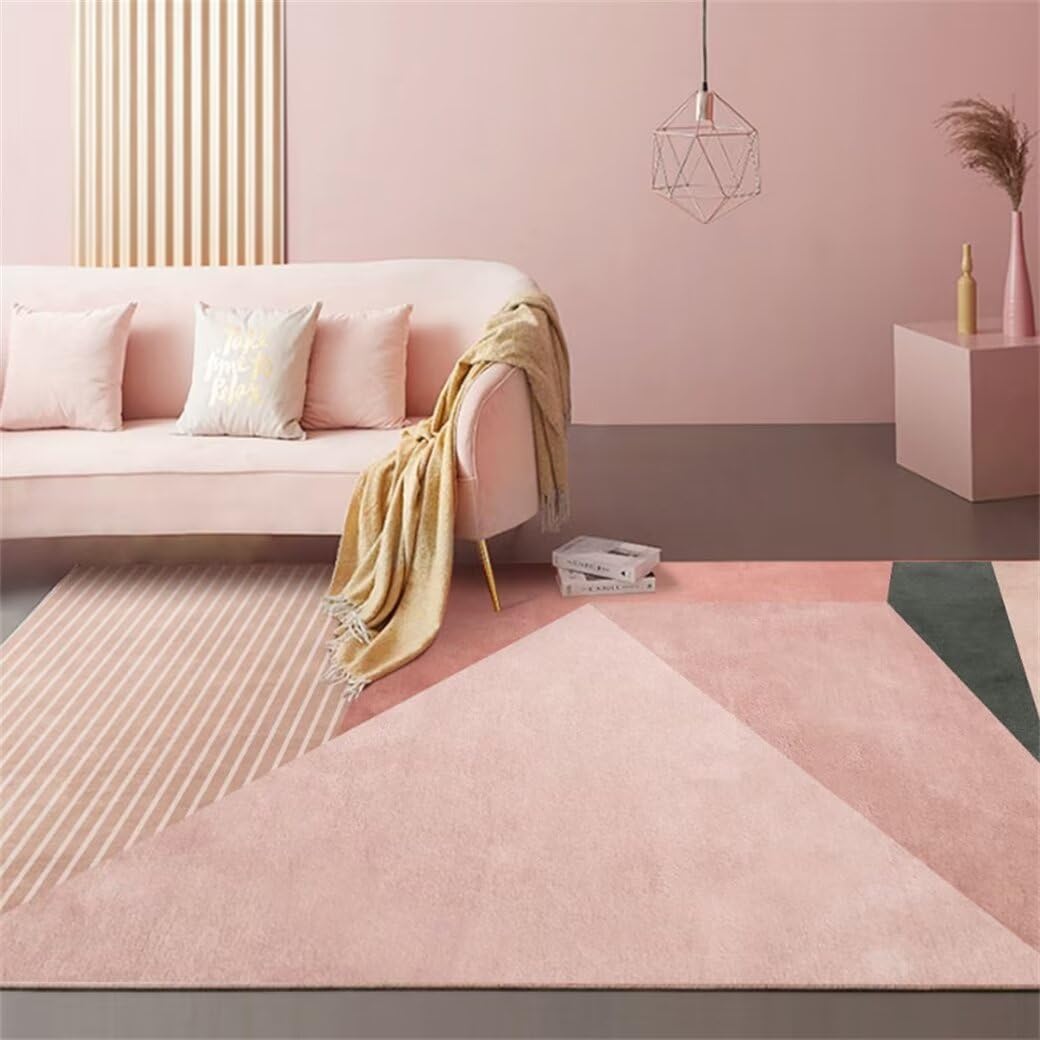 Tapis ado fille rose 200x200cm lavable fini les taches dans la chambre ou le salon