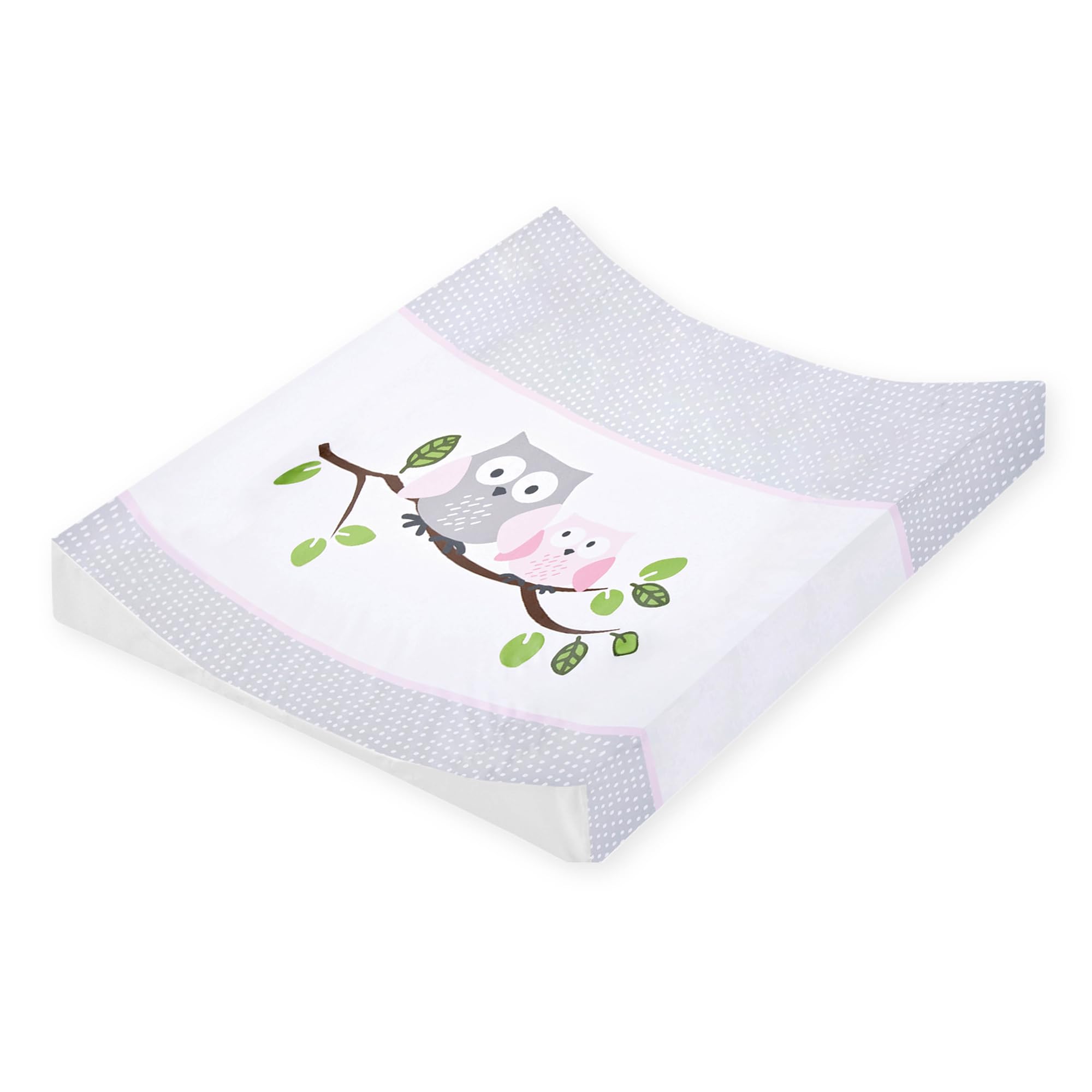 Julius Zöllner® 2-Keil Wickelauflage 50x65 cm - weiche Wickelunterlage - Baby Wickeltischauflage - Folie, wasserdicht & abwischbar - Made in Germany - OEKO-TEX Standard 100 - Eulen rosa