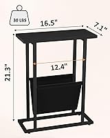 Vista 3 de Yusong Narrow Side Table for Small Spaces, Small End Table with Magazine Holder, Skinny Slim Little Thin Table for Living Room, Bedroom, Sofa, Black