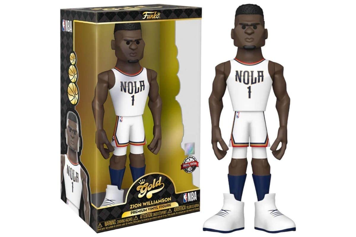 FunkoGold 12" NBA: Pelicans-Zion Williamson - (Home Uni) - 1 in 6 Chance to Have A Rare Variant ChaseASE - Collectable Vinyl Action Figure - Birthday Gift Idea and Display