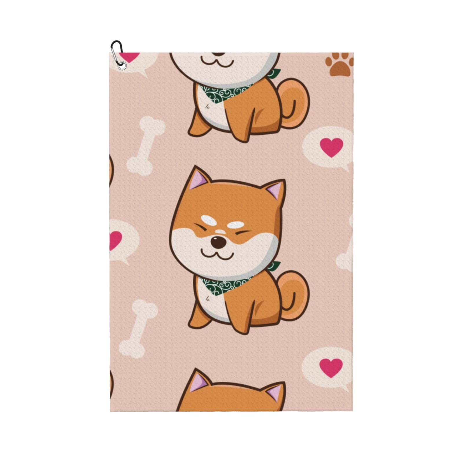 Hnnkloy Kawaii Cute Shiba Inu, 16x24 in Portable Waffle Golf Towels with Carabiner Clip for Golf Bag