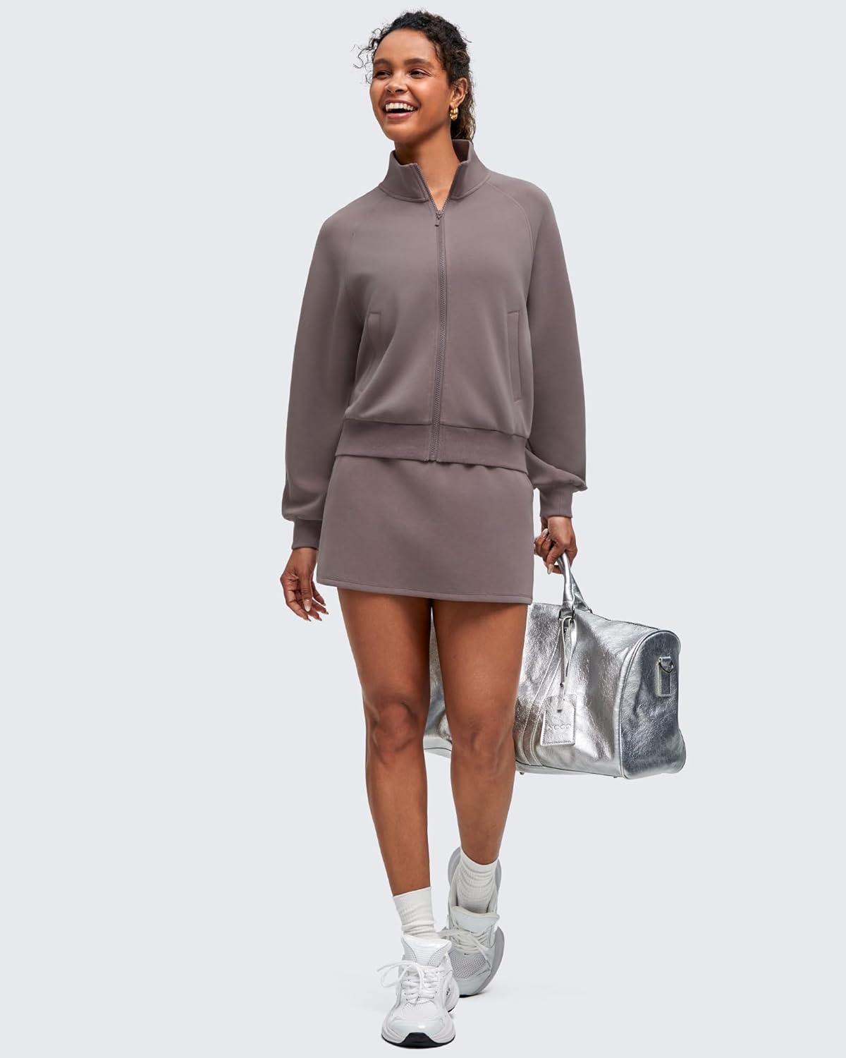 G4Free Smoofit Modal Soft Women's Zip Up Jackets Loose Fit Mock Neck Casual Tops with Pockets - Image 6