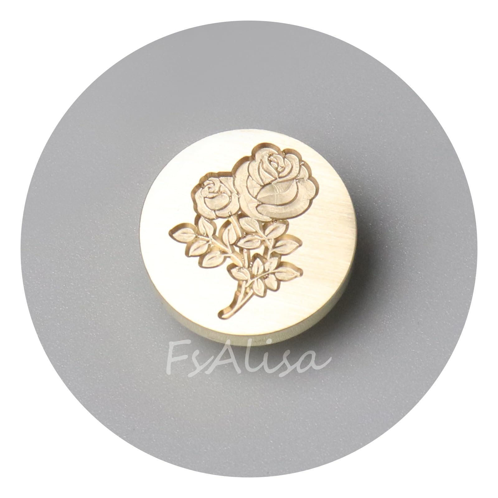 fsalisa Botanical Wax Seal Stamp Head Rose Brass Head without Handle Flower Plant Sealing Wax Stamp Head Embellishment Wedding Invitations