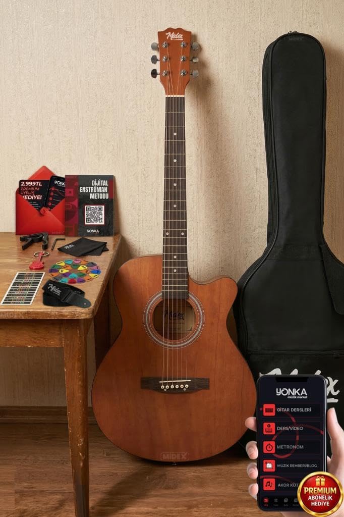 Midex PHX-187 Masif Ağaç Akustik Gitar 4/4 Yetişkin Boy