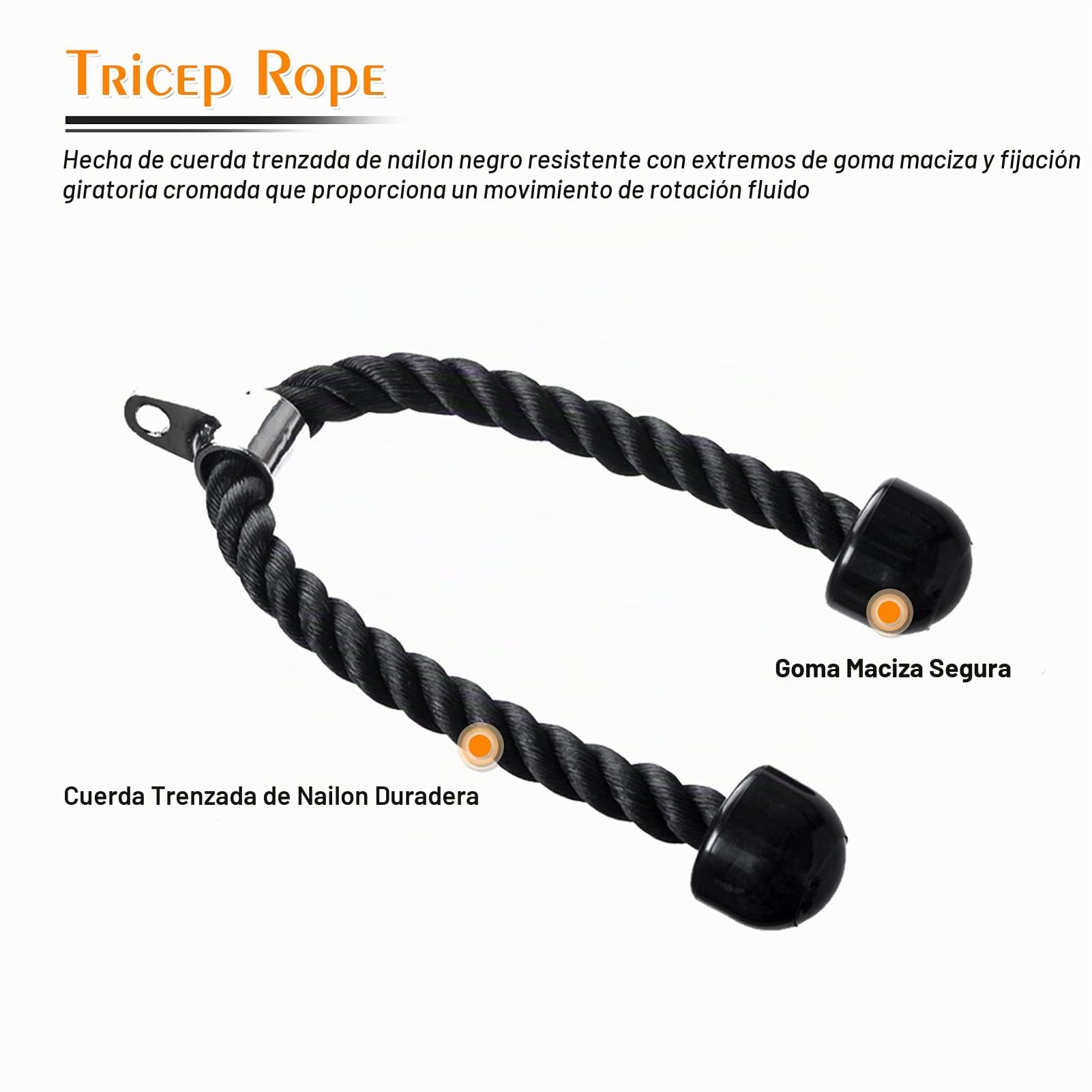 Agarres Poleas Gym, Cuerda para Tríceps y Agarres Paralelos para Maquina Gimnasio Mango Remo para Entrenamiento de LAT Pulldown en Casa