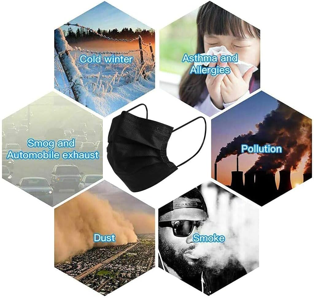 Black Disposable Face Masks, 100 Pack Disposable Face Masks Disposable Masks : Industrial & Scientific