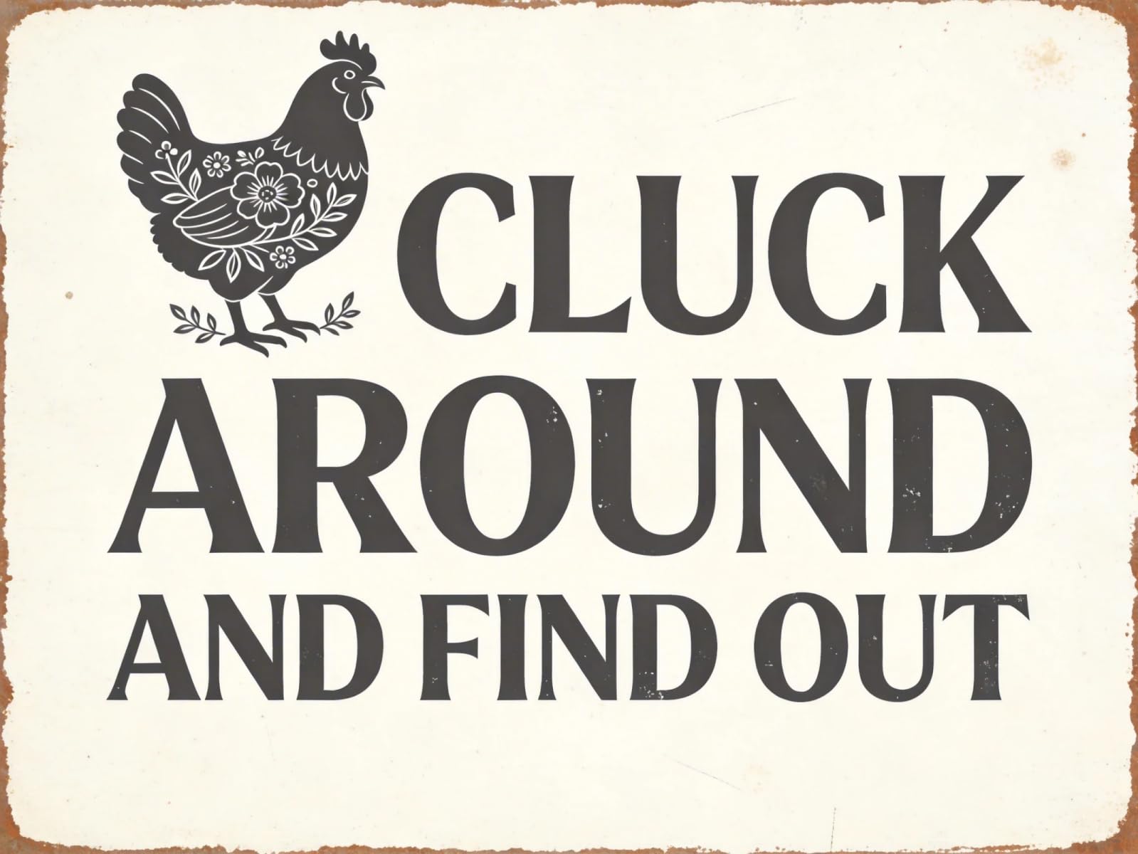 Women's Cluck Around And Find Out Chicken Metal Tin Sign Vintage Farmhouse Wall Decor 60X80cm Plaque