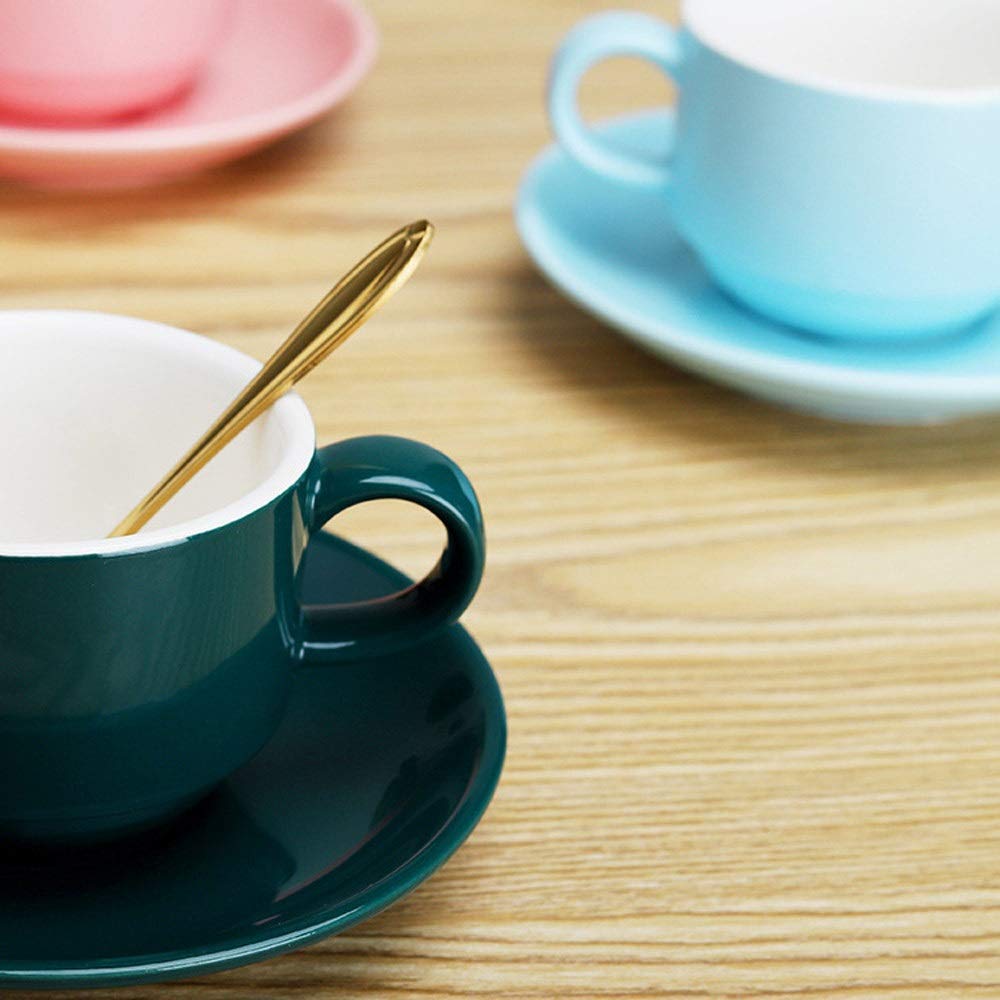 Zestaw filiżanek do kawy i spodków Ceramiczny czysty kolor Jasny kwiat Filiżanka do herbaty Dom Biuro Kawa Napoje Przybory Nadaje się do Kuchenki Mikrofalowej