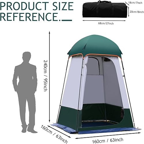 Miniatura 2 de Tienda de ducha portátil para campamento, 63 x 63 x 95 pulgadas, tela Oxford 210D, impermeable, refugio de inodoro portátil con bolsa de transporte