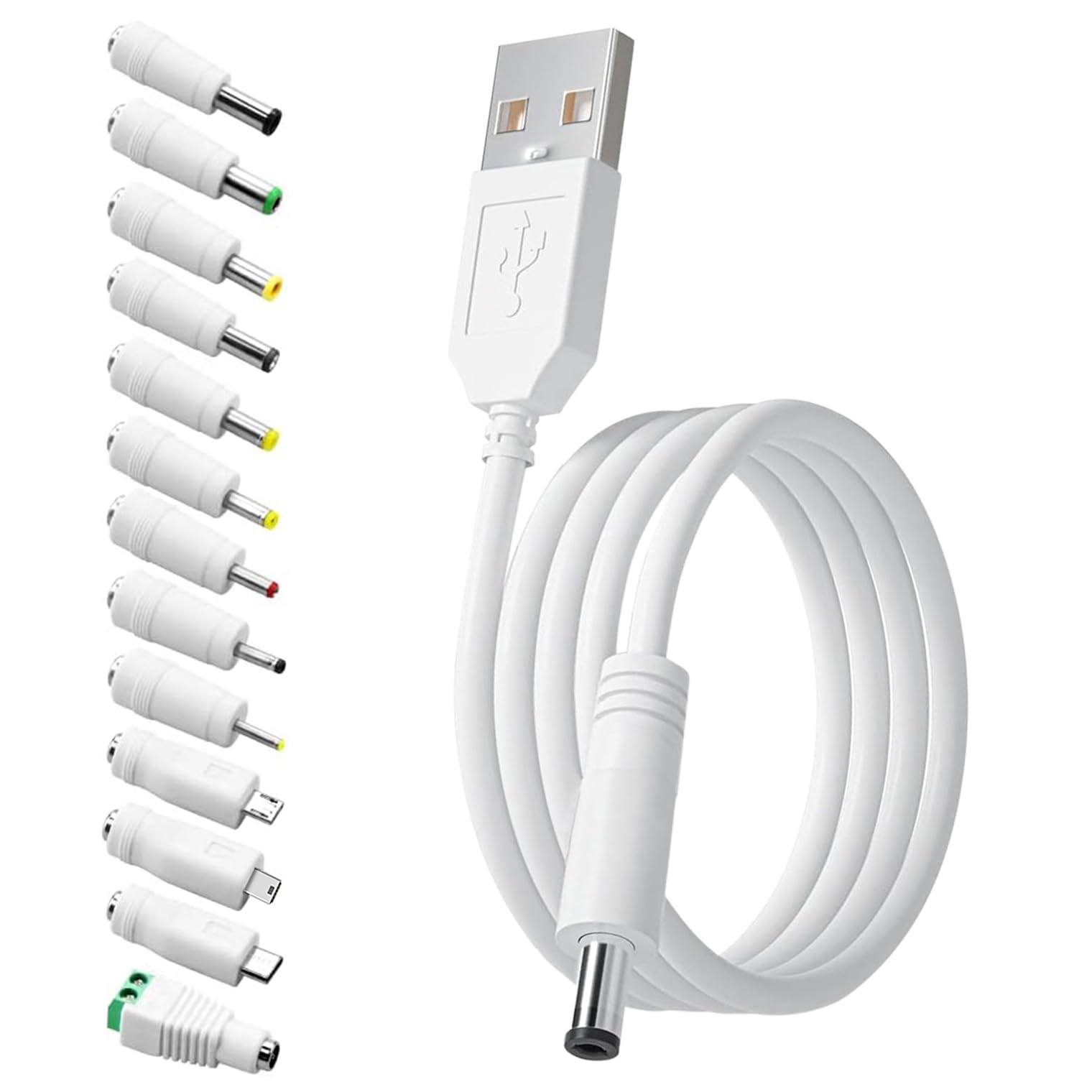 UCEC Universal USB To DC Power Cord - 5V Charging Cable With 8 Interchangeable Plugs For Routers, Fans & Electronics